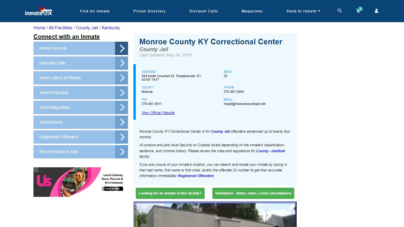 Monroe County KY Correctional Center - Inmate Locator - Tompkinsville, KY